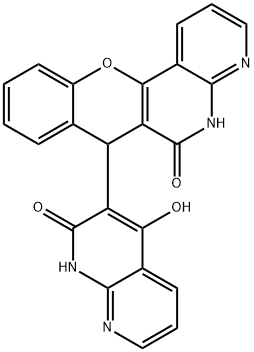 6H-[1]Benzopyrano[3,2-c][1,8]naphthyridin-6-one,7-(1,2-dihydro-4-hydroxy-2-oxo-1,8-naphthyridin-3-yl)-4,7-dihydro-(9CI) 结构式