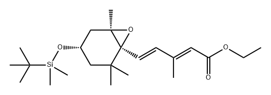 2,4-Pentadienoic acid, 5-[(1S,4S,6R)-4-[[(1,1-dimethylethyl)dimethylsilyl]oxy]-2,2,6-trimethyl-7-oxabicyclo[4.1.0]hept-1-yl]-3-methyl-, ethyl ester, (2E,4E)- 结构式