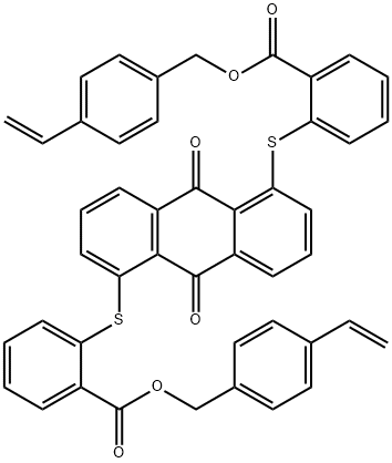 2,2′-[(9,10-二氢-9,10-二氧亚基-1,5-蒽叉基)双硫代]双苯甲酸双[(4-乙烯基苯基)甲基]酯 结构式