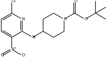 1-Piperidinecarboxylic acid, 4-[(6-chloro-3-nitro-2-pyridinyl)amino]-, 1,1-dimethylethyl ester 结构式