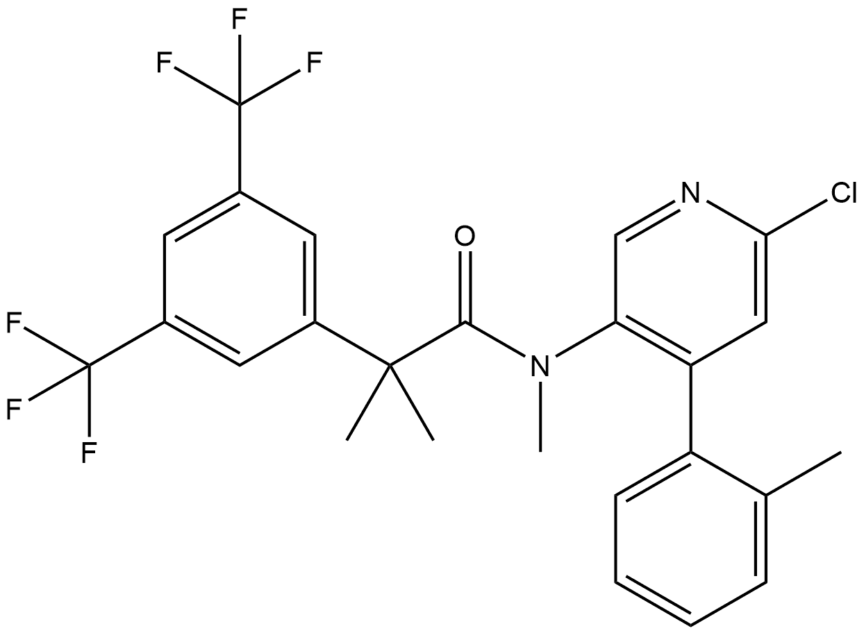 Benzeneacetamide, N-[6-chloro-4-(2-methylphenyl)-3-pyridinyl]-N,α,α-trimethyl-3,5-bis(trifluoromethyl)- 结构式