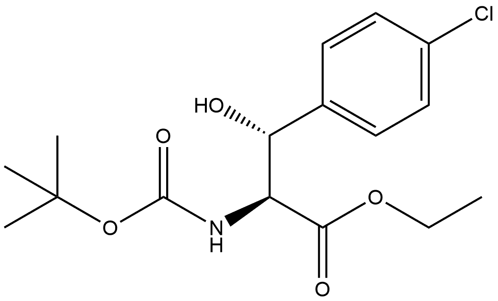 L-Phenylalanine, 4-chloro-N-[(1,1-dimethylethoxy)carbonyl]-β-hydroxy-, ethyl ester, (βR)- 结构式