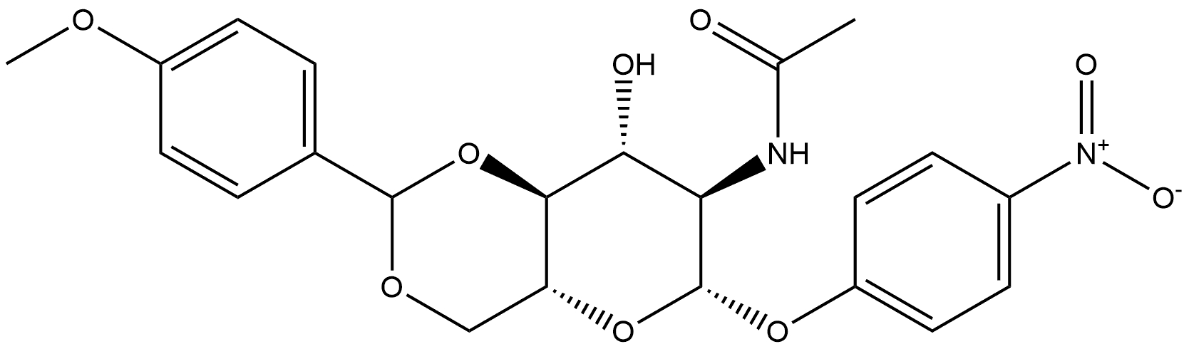 β-D-Glucopyranoside, 4-nitrophenyl 2-(acetylamino)-2-deoxy-4,6-O-[(4-methoxyphenyl)methylene]- 结构式