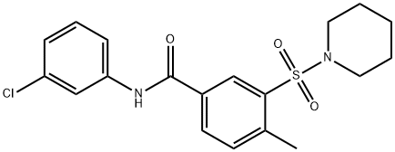 N-(3-chlorophenyl)-4-methyl-3-(1-piperidinylsulfonyl)benzamide 结构式