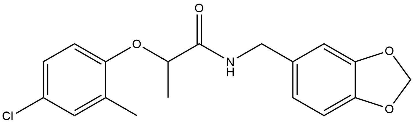 N-(1,3-Benzodioxol-5-ylmethyl)-2-(4-chloro-2-methylphenoxy)propanamide 结构式