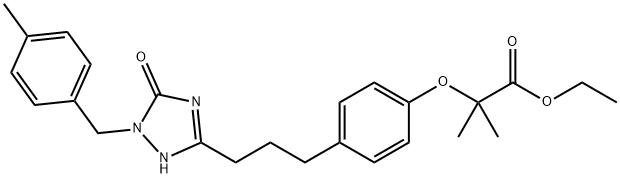 Propanoic acid, 2-[4-[3-[2,5-dihydro-1-[(4-methylphenyl)methyl]-5-oxo-1H-1,2,4-triazol-3-yl]propyl]phenoxy]-2-methyl-, ethyl ester 结构式
