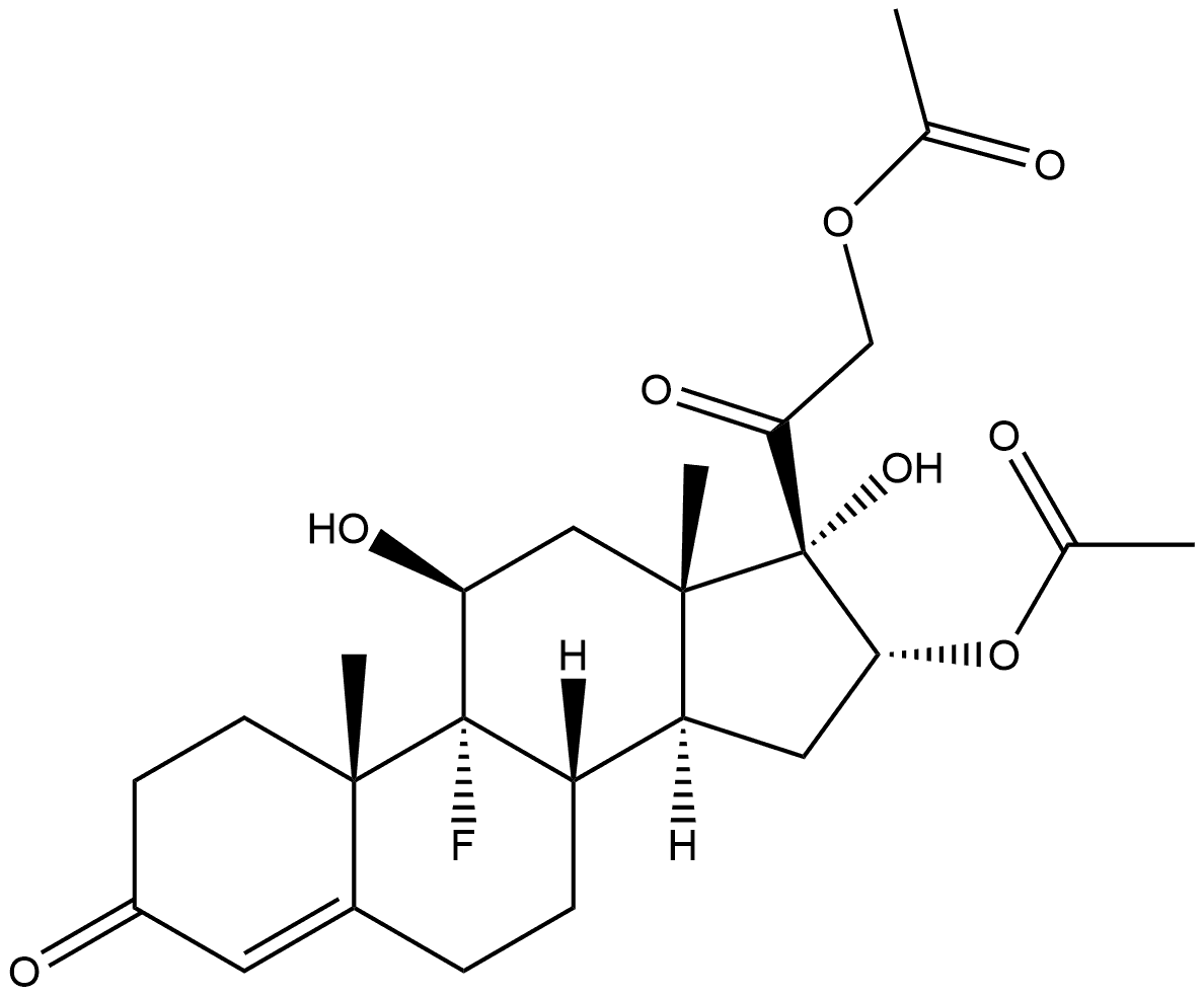 Pregn-4-ene-3,20-dione, 16,21-bis(acetyloxy)-9-fluoro-11,17-dihydroxy-, (11β,16α)- (9CI) 结构式