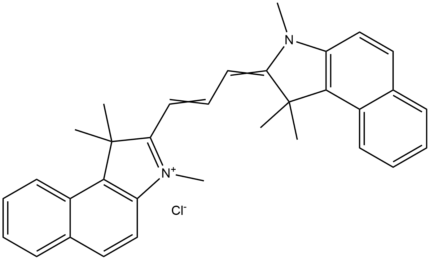 1H-Benz[e]indolium, 2-[3-(1,3-dihydro-1,1,3-trimethyl-2H-benz[e]indol-2-ylidene)-1-propen-1-yl]-1,1,3-trimethyl-, chloride (1:1) 结构式
