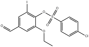 2-ethoxy-4-formyl-6-iodophenyl 4-chloro-1-benzenesulfonate 结构式