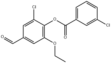 2-Chloro-6-ethoxy-4-formylphenyl 3-chlorobenzoate 结构式