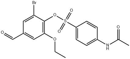 2-bromo-6-ethoxy-4-formylphenyl 4-(acetylamino)-1-benzenesulfonate 结构式
