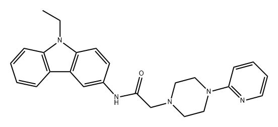 N-(9-乙基-9H-咔唑-3-基)-2-(4-吡啶-2-基)哌嗪-1-基)乙酰胺 结构式