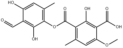 1,3-Benzenedicarboxylic acid, 2-hydroxy-4-methoxy-6-methyl-, 1-(3-formyl-2,4-dihydroxy-6-methylphenyl) ester 结构式
