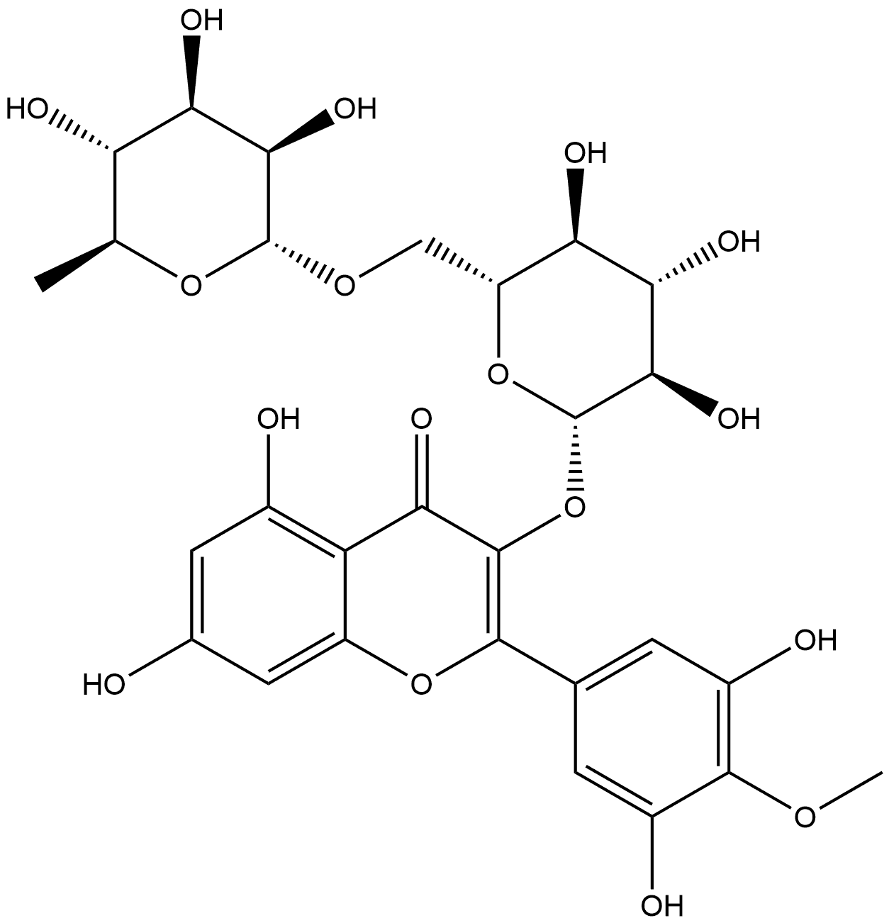 4'-甲基-杨梅素-3-O-芸香糖苷 结构式