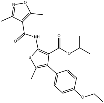 isopropyl 2-(3,5-dimethylisoxazole-4-carboxamido)-4-(4-ethoxyphenyl)-5-methylthiophene-3-carboxylate 结构式