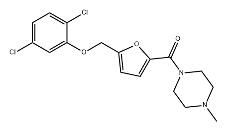 (5-((2,5-二氯苯氧基)甲基)呋喃-2-基)(4-甲基哌嗪-1-基)甲酮 结构式