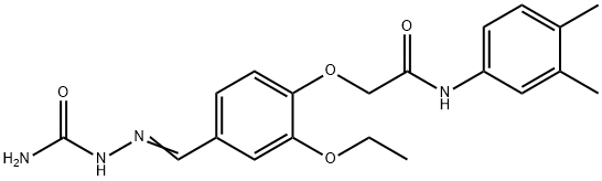 2-{4-[2-(aminocarbonyl)carbohydrazonoyl]-2-ethoxyphenoxy}-N-(3,4-dimethylphenyl)acetamide 结构式