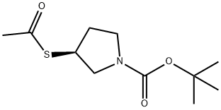 ()-3-(乙酰基硫基)吡咯烷-1-甲酸叔丁酯 结构式