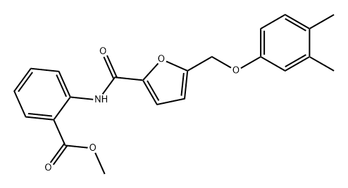 2-(5-((3,4-二甲基苯氧基)甲基)呋喃-2-甲酰胺基)苯甲酸甲酯 结构式