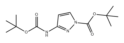 1-BOC-3-(N-BOC-氨基)吡唑 结构式