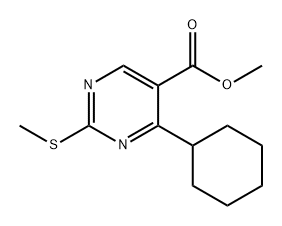 5-Pyrimidinecarboxylic acid, 4-cyclohexyl-2-(methylthio)-, methyl ester 结构式