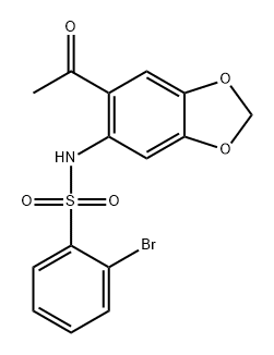 N-(6-乙酰基苯并[D][1,3]二氧戊环-5-基)-2-溴苯磺酰胺 结构式