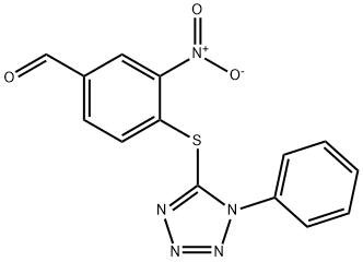 3-Nitro-4-[(1-phenyl-1H-tetrazol-5-yl)sulfanyl]benzaldehyde 结构式