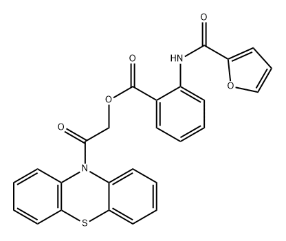 (2-氧代-2-吩噻嗪-10-基乙基)2-(呋喃-2-羰基氨基)苯甲酸酯 结构式