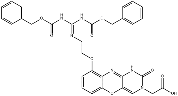 N1-Carboxymethyl-6-[2-(N,N’-bis-Cbz-guanidino) ethoxy]-phenoxazine 结构式