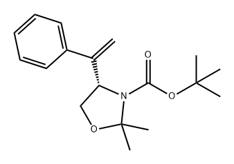 3-Oxazolidinecarboxylic acid, 2,2-dimethyl-4-(1-phenylethenyl)-, 1,1-dimethylethyl ester, (4S)- 结构式