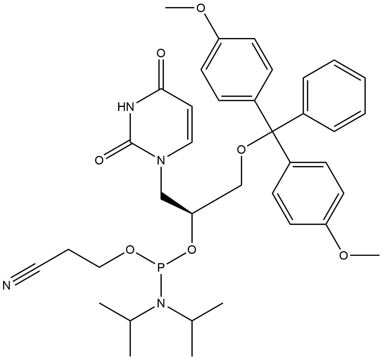 (S)-GNA-U-phosphoramidite 结构式