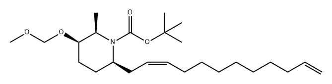 1-Piperidinecarboxylic acid, 6-(2Z)-2,11-dodecadien-1-yl-3-(methoxymethoxy)-2-methyl-, 1,1-dimethylethyl ester, (2R,3R,6R)- 结构式