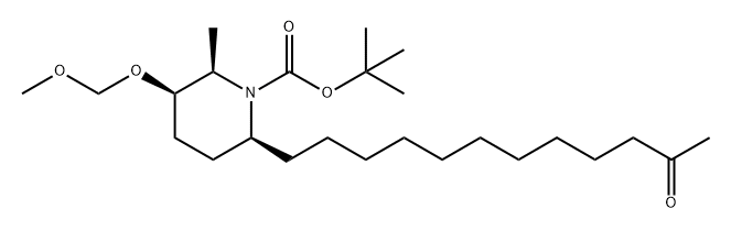 1-Piperidinecarboxylic acid, 3-(methoxymethoxy)-2-methyl-6-(11-oxododecyl)-, 1,1-dimethylethyl ester, (2R,3R,6S)- 结构式