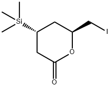 (4R,6S)-6-(Iodomethyl)-4-(trimethylsilyl)tetrahydro-2H-pyran-2-one 结构式