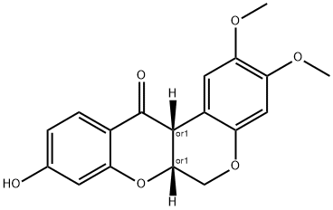 [1]Benzopyrano[3,4-b][1]benzopyran-12(6H)-one, 6a,12a-dihydro-9-hydroxy-2,3-dimethoxy-, (6aR,12aR)-rel- 结构式