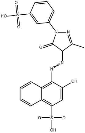 1-Naphthalenesulfonic acid, 4-[2-[4,5-dihydro-3-methyl-5-oxo-1-(3-sulfophenyl)-1H-pyrazol-4-yl]diazenyl]-3-hydroxy- 结构式