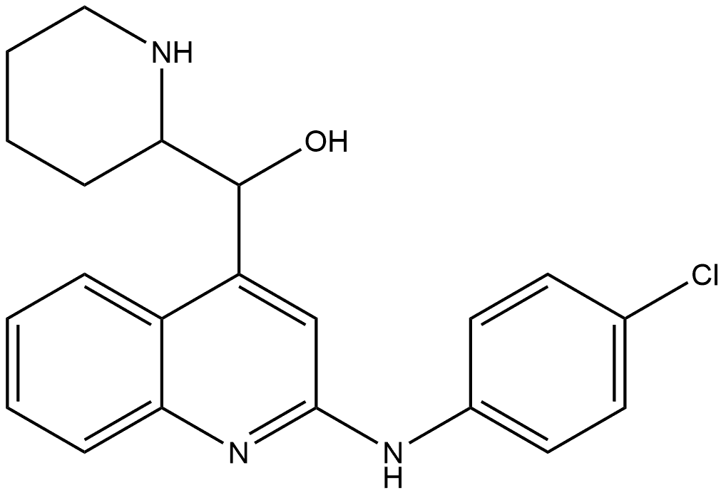 (2-((4-Chlorophenyl)amino)quinolin-4-yl)(piperidin-2-yl)methanol 结构式