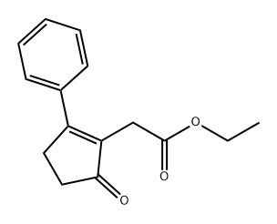 1-Cyclopentene-1-acetic acid, 5-oxo-2-phenyl-, ethyl ester 结构式