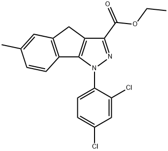 ETHYL 1-(2',4'-DICHLOROPHENYL)-6-METHYL-1,4-DIHYDROINDENO[1,2-C]PYRAZOLE-3-CARBOXYLATE 结构式