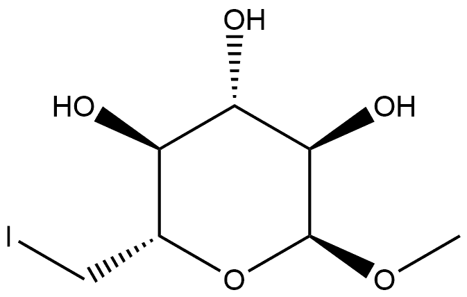 甲基6-脱氧-6-碘-Α-D-吡喃葡萄糖苷 结构式