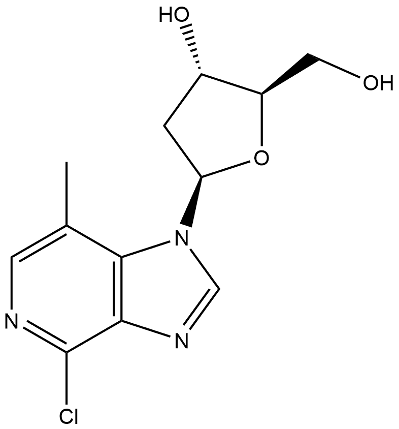 4-Chloro-1-(2-deoxy-β-D-ribofuranosyl)-7-methyl-1H-imidazo[4,5-c]pyridine 结构式