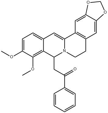 Ethanone, 2-(5,8-dihydro-9,10-dimethoxy-6H-benzo[g]-1,3-benzodioxolo[5,6-a]quinolizin-8-yl)-1-phenyl- 结构式