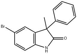 5-溴-3-甲基-3-苯基二氢吲哚-2-酮 结构式