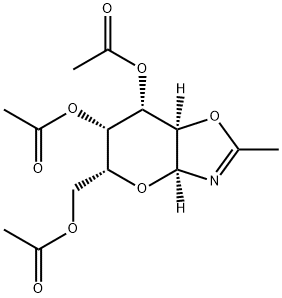 5H-Pyrano[2,3-d]oxazole-6,7-diol, 5-[(acetyloxy)methyl]-3a,6,7,7a-tetrahydro-2-methyl-, 6,7-diacetate, (3aS,5R,6R,7S,7aR)- 结构式