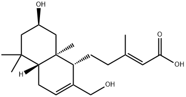 2-Pentenoic acid, 3-methyl-5-[(1S,4aR,7R,8aR)-1,4,4a,5,6,7,8,8a-octahydro-7-hydroxy-2-(hydroxymethyl)-5,5,8a-trimethyl-1-naphthalenyl]-, (2E)- 结构式