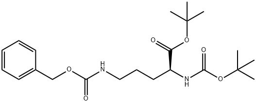 L-Ornithine, N2-[(1,1-dimethylethoxy)carbonyl]-N5-[(phenylmethoxy)carbonyl]-, 1,1-dimethylethyl ester 结构式