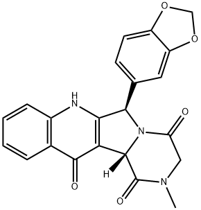 Pyrazino[1',2':1,5]pyrrolo[3,4-b]quinoline-1,4,12(6H)-trione, 6-(1,3-benzodioxol-5-yl)-2,3,7,12b-tetrahydro-2-methyl-, (6R,12bS)- 结构式