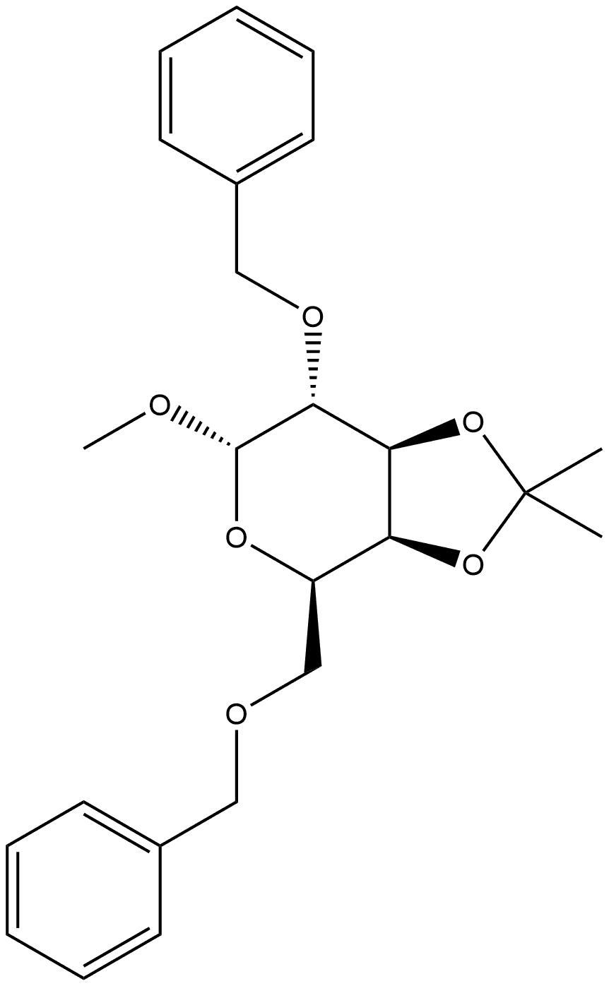 α-D-Galactopyranoside, methyl 3,4-O-(1-methylethylidene)-2,6-bis-O-(phenylmethyl)- 结构式