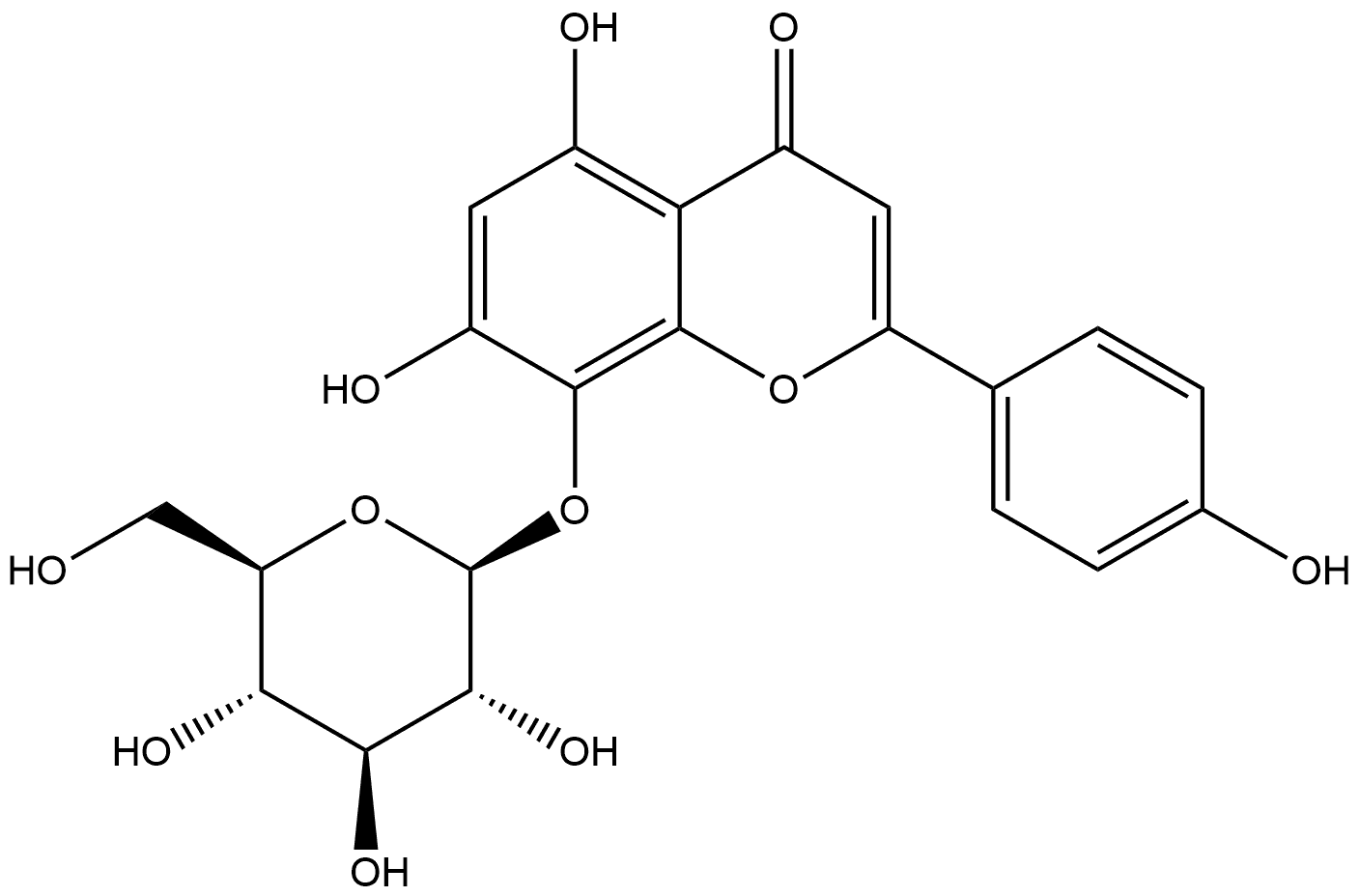 异野黄芩素-8-O-葡萄糖苷 结构式