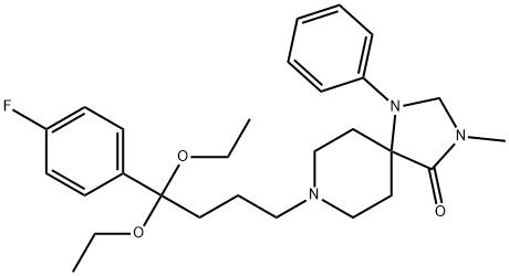 8-(4,4-Diethoxy-4-(4-fluorophenyl)butyl)-3-methyl-1-phenyl-1,3,8-triazaspiro[4.5]decan-4-one 结构式